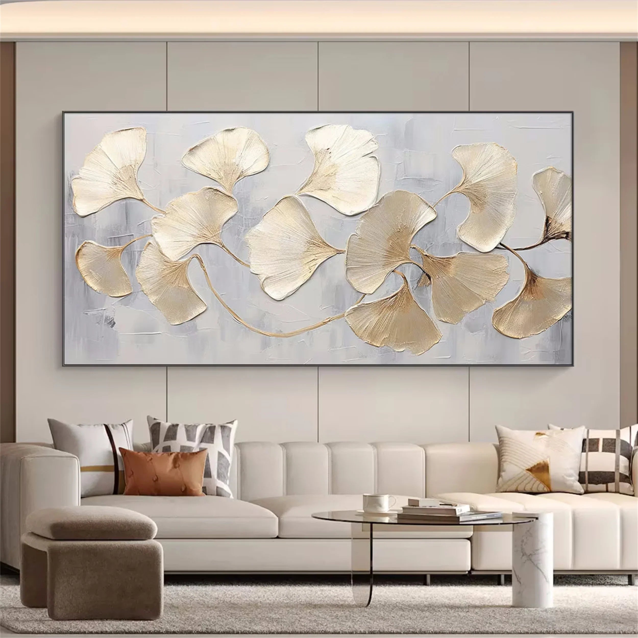 Metallic Gold Ginkgo Leaves Wall Art