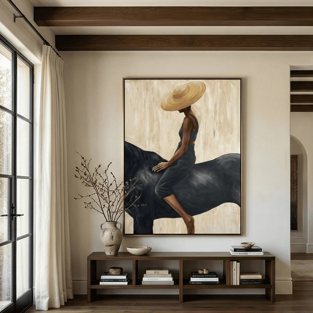 Wide-Brim Hat Woman on Horseback Wall Art