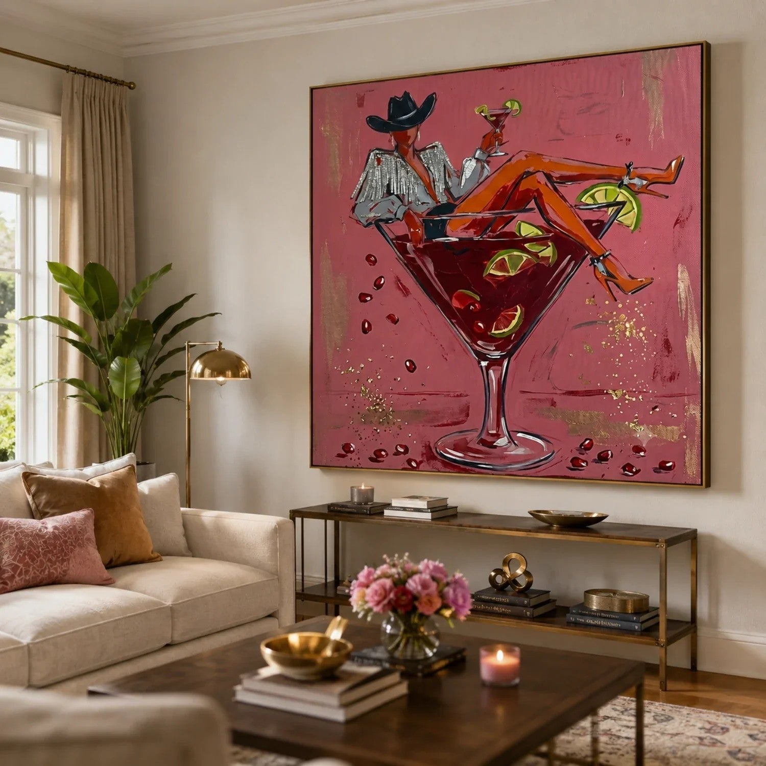 Cowgirl in Martini Glass Pop Art Wall Art