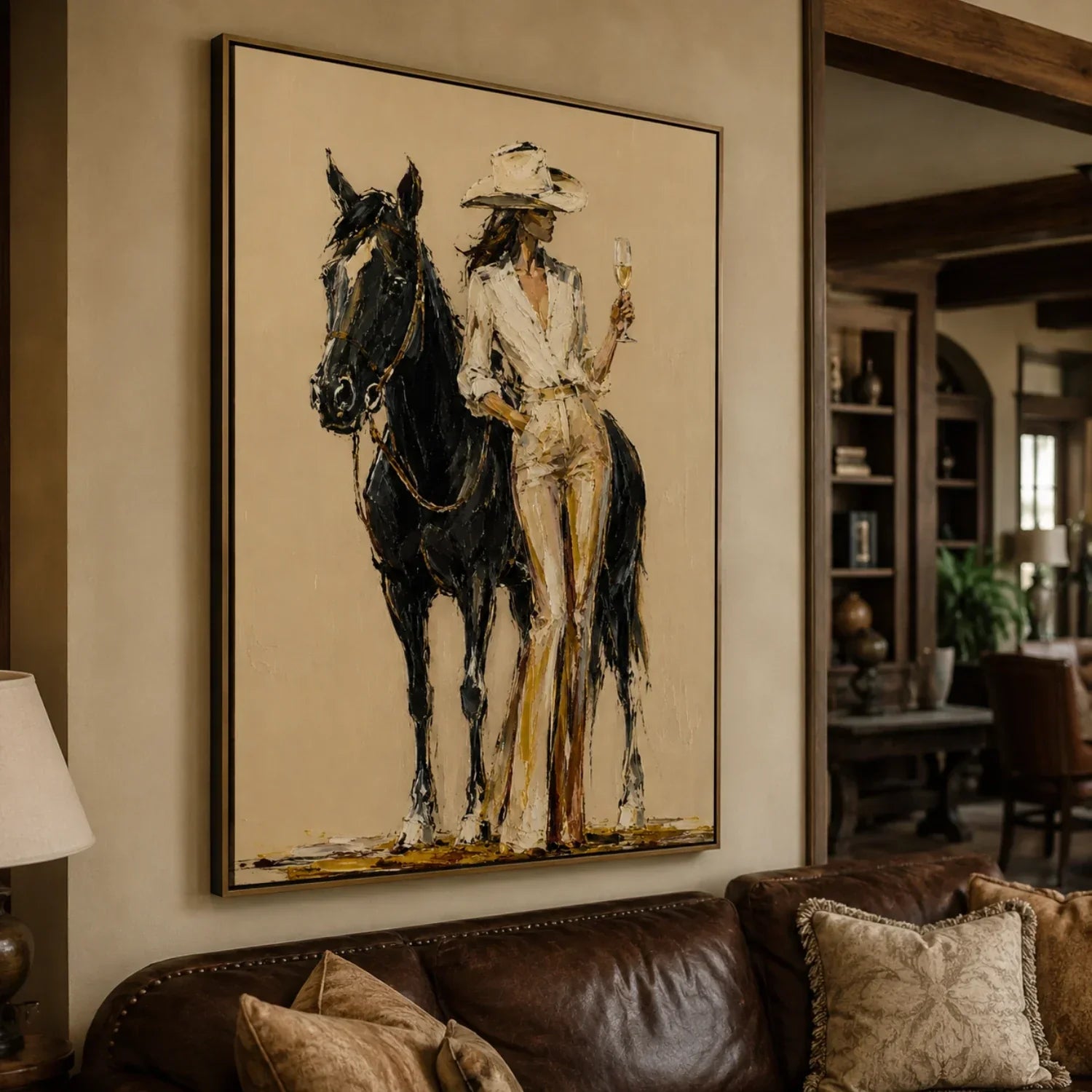 Impasto Cowgirl with Horse Wall Art