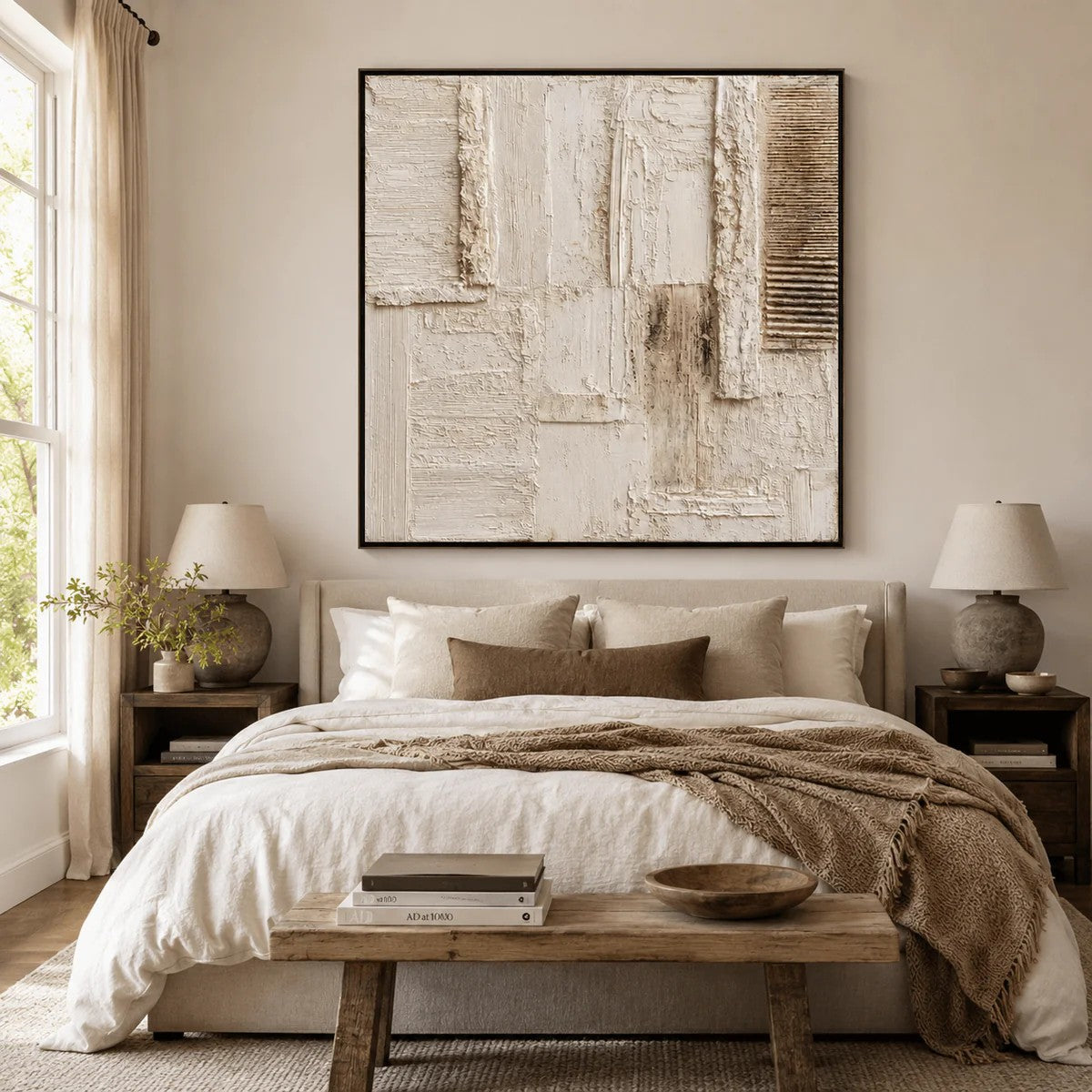 Sculptural Ivory Block Panel Wall Art