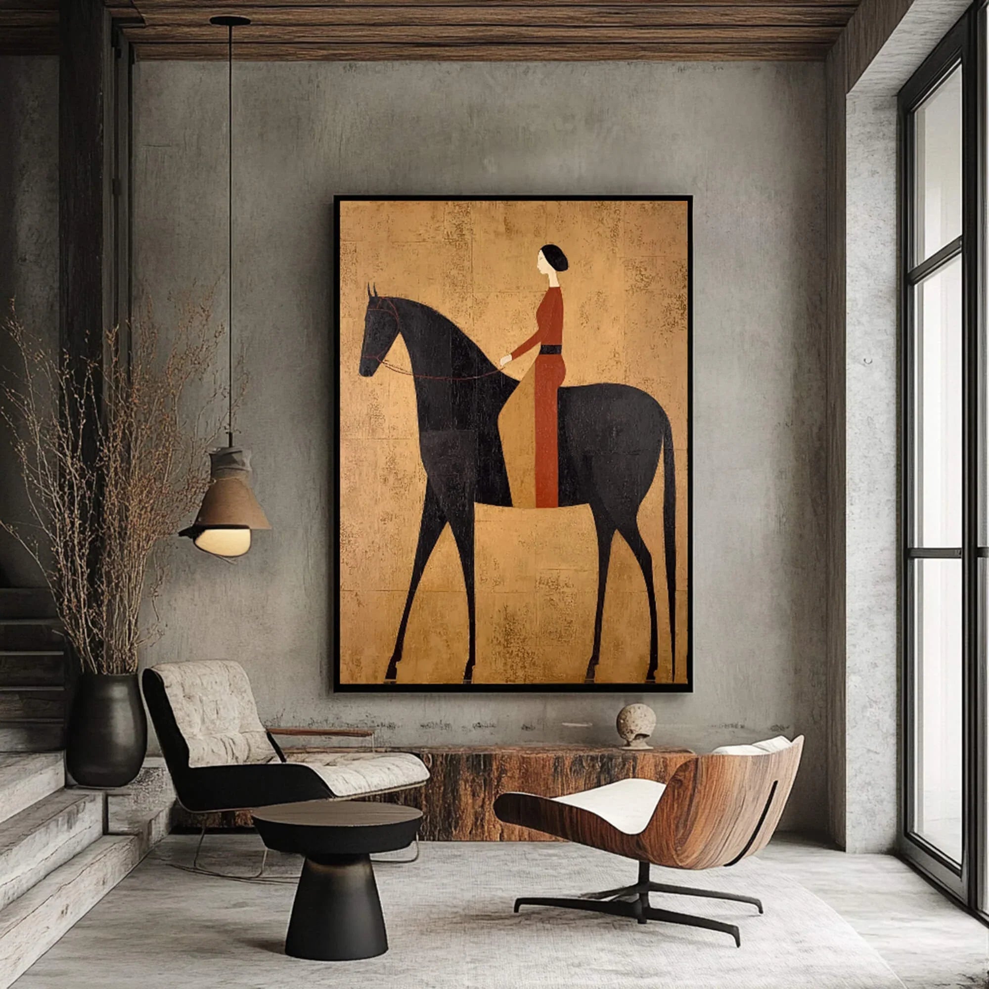 Rust Red Rider Silhouette Wall Art
