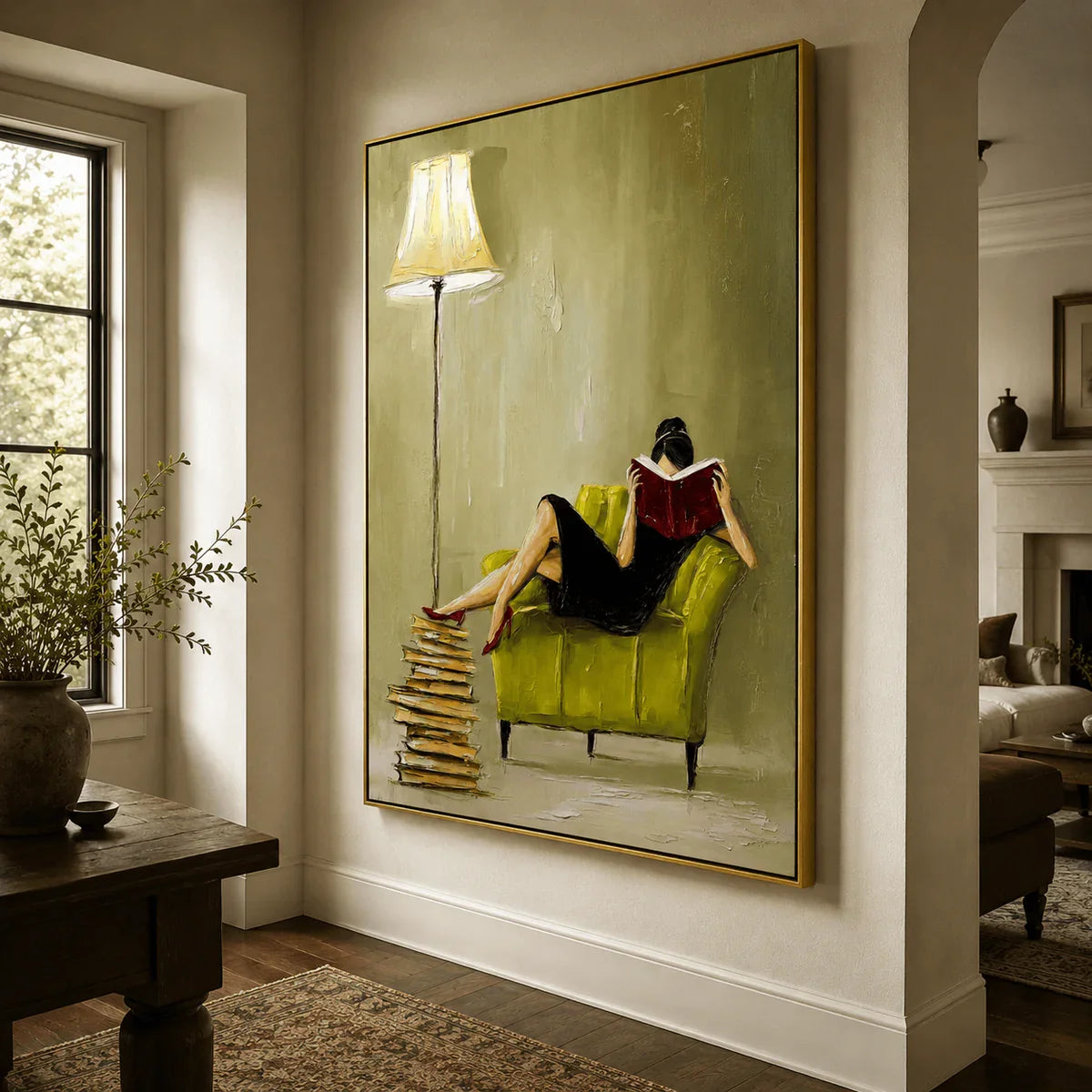 Impasto Reading Woman Wall Art