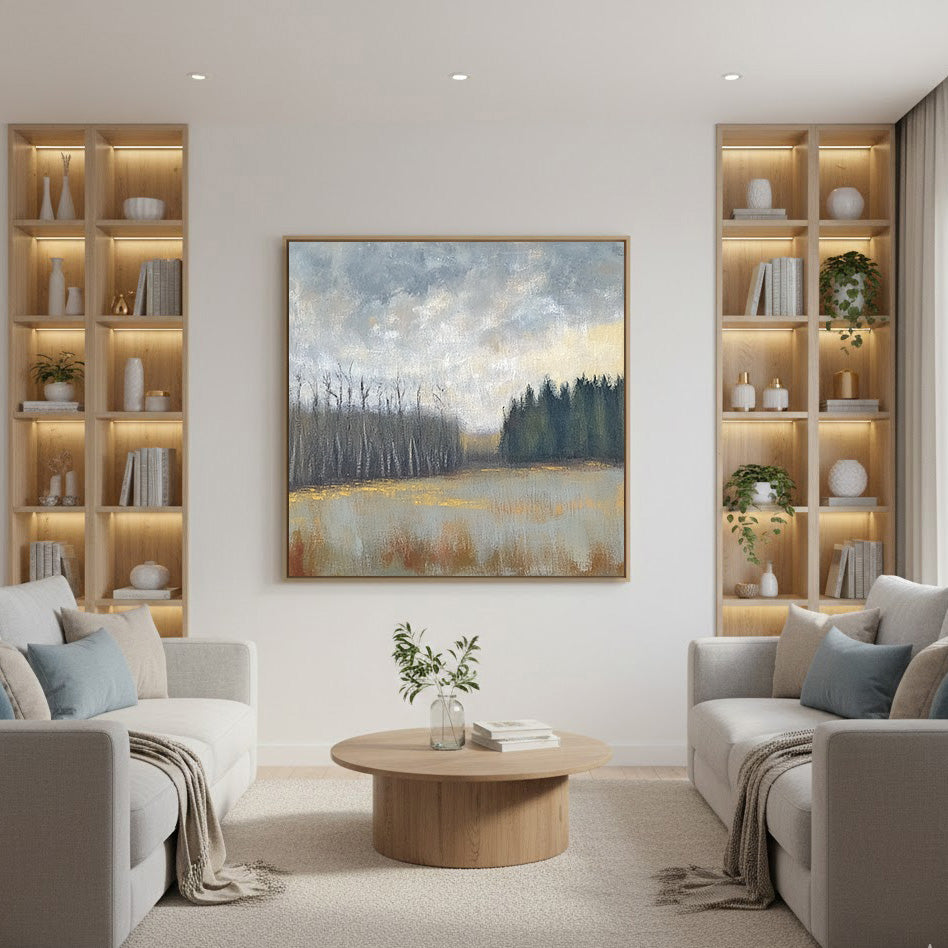 Woodland Solitude - Modern Impressionist Forest Landscape Wall Art