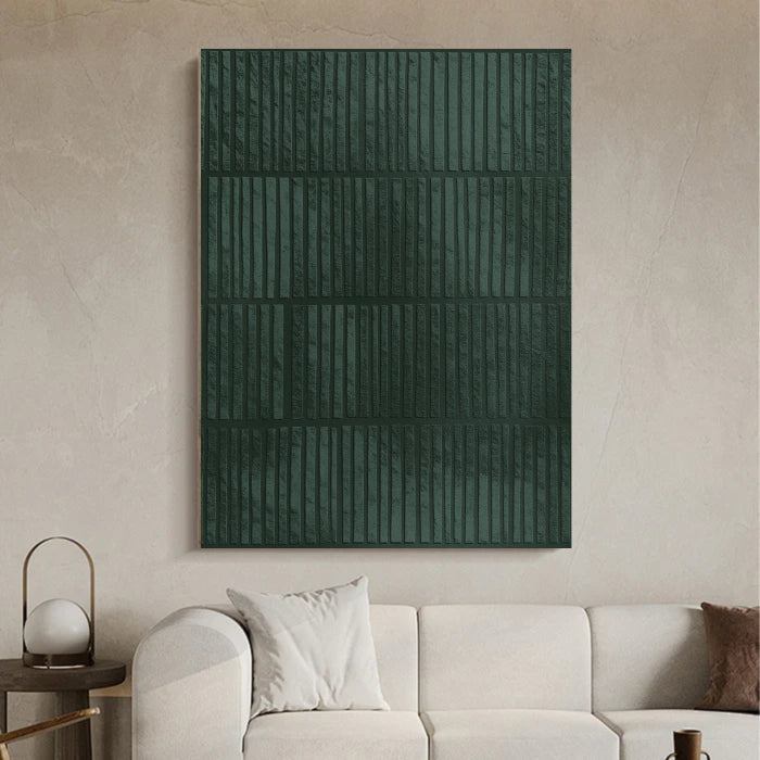 Sculptural Ribbed Emerald Wall Art