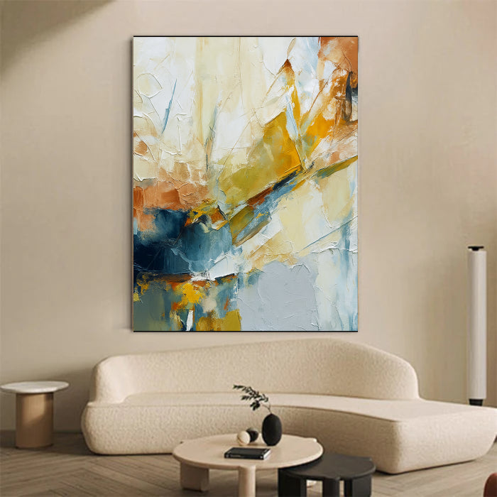 Textured Blue & Yellow Splash Wall Art