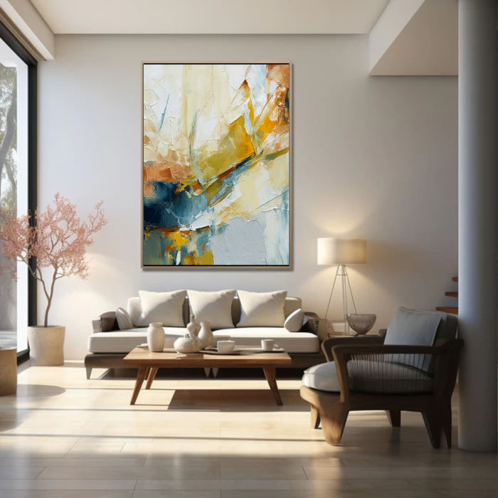Textured Blue & Yellow Splash Wall Art