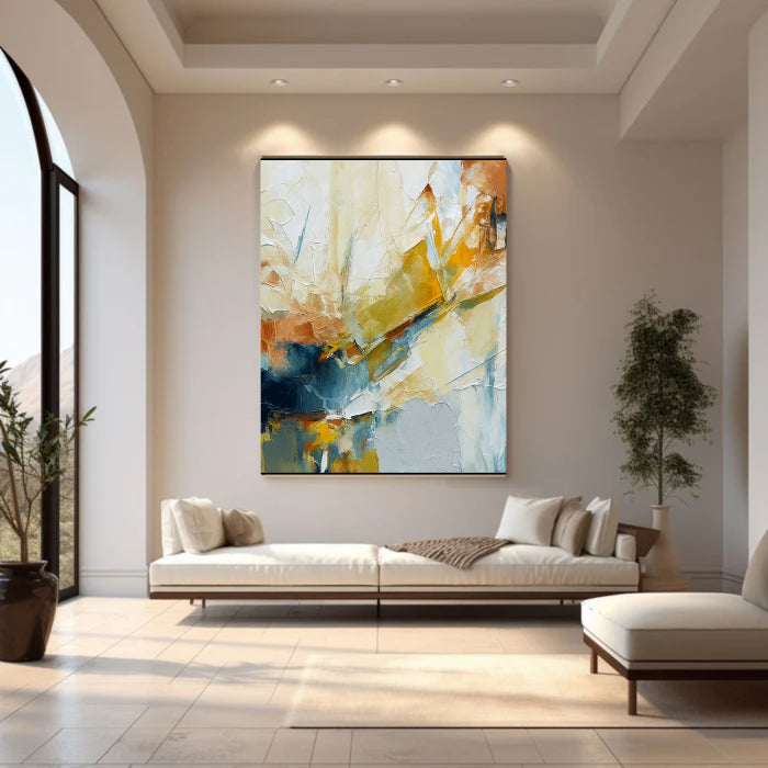 Textured Blue & Yellow Splash Wall Art
