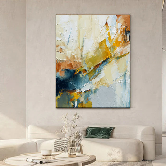 Textured Blue & Yellow Splash Wall Art