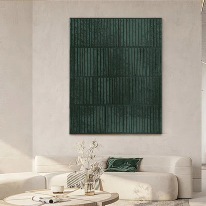 Sculptural Ribbed Emerald Wall Art