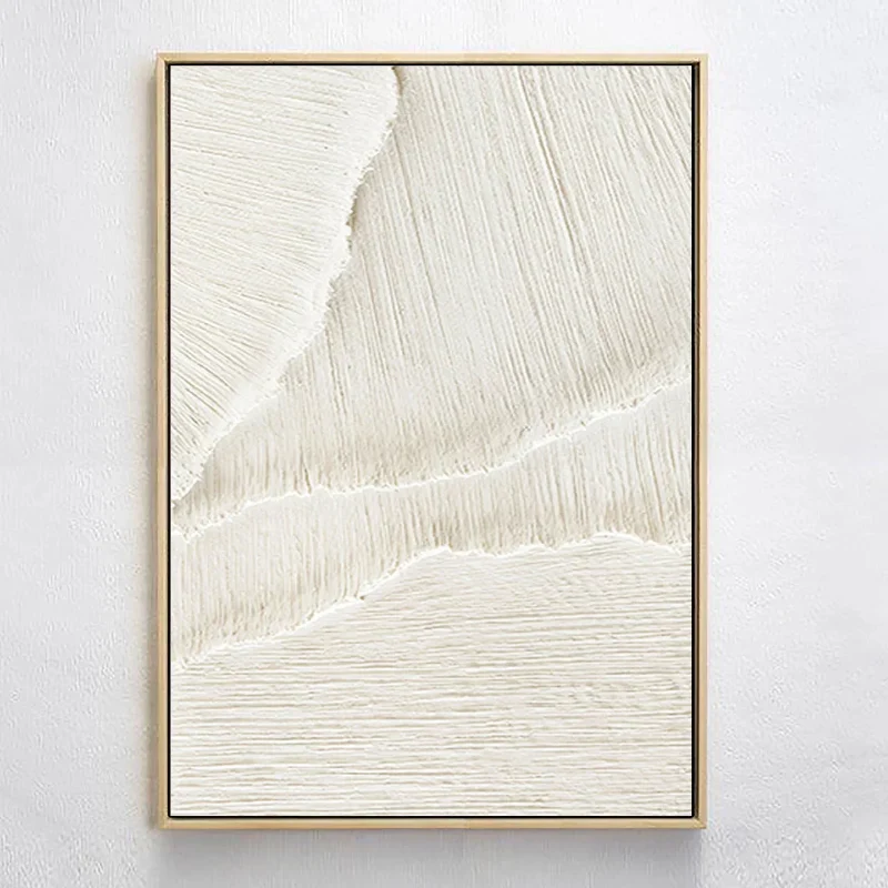 3D Textured White Layered Sand Wall Art