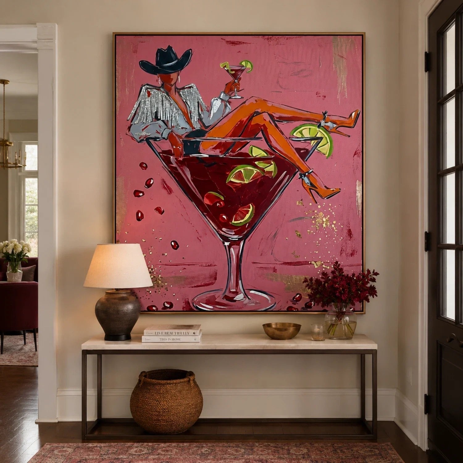 Cowgirl in Martini Glass Pop Art Wall Art