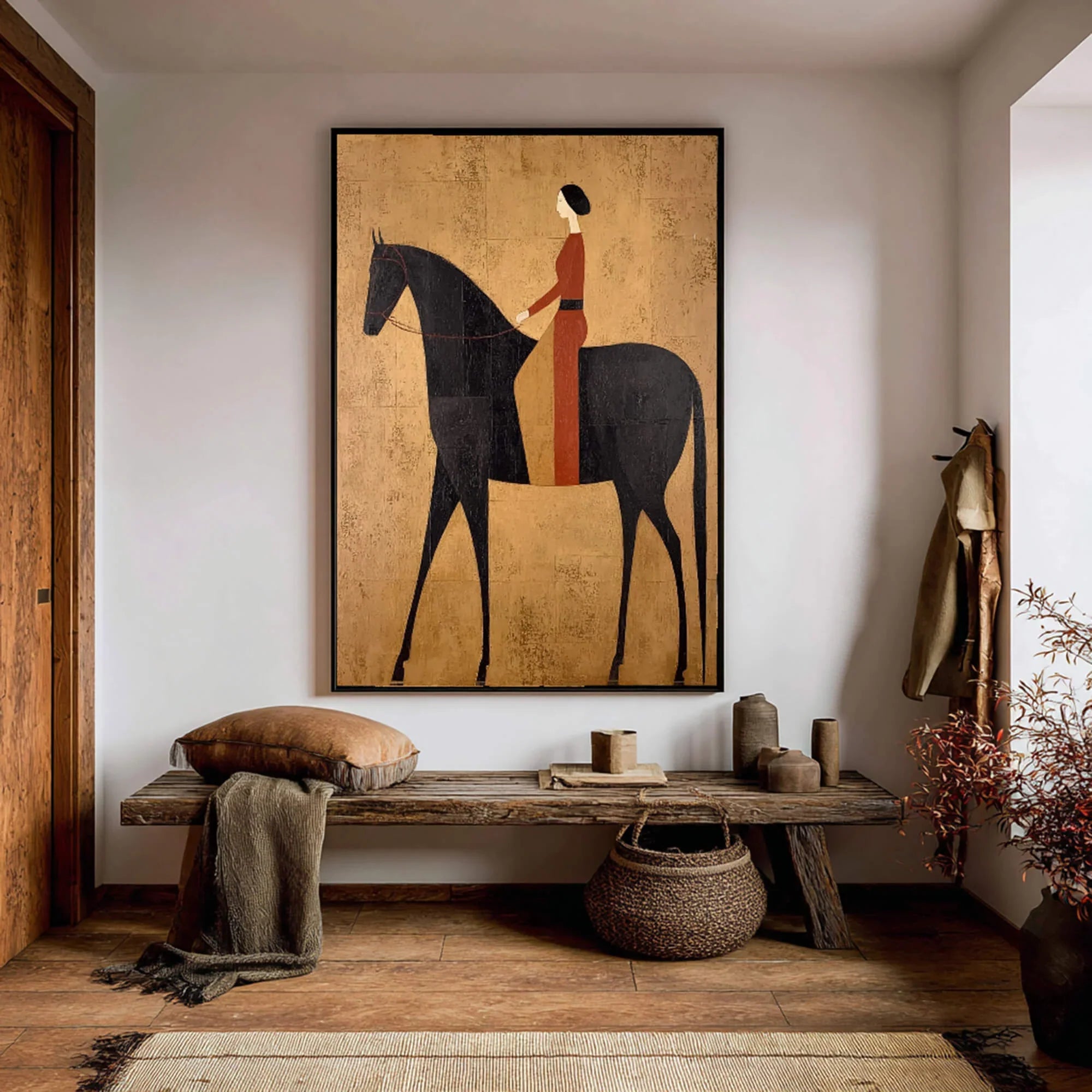 Rust Red Rider Silhouette Wall Art