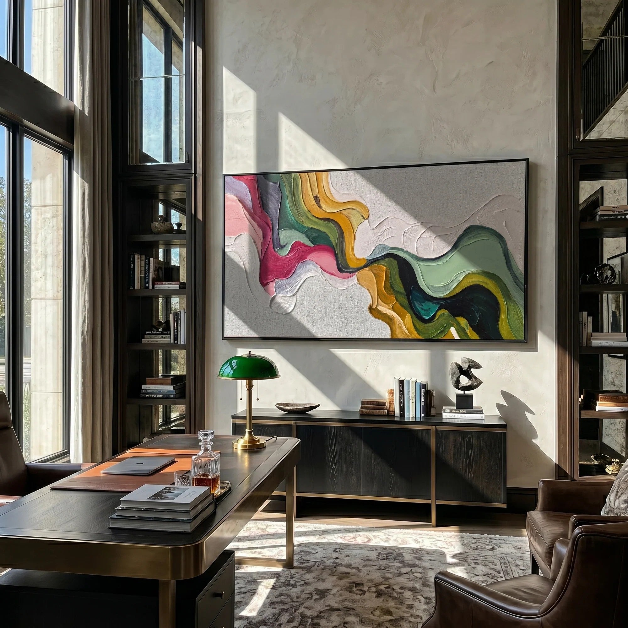 Sculptural Flowing Color River Wall Art