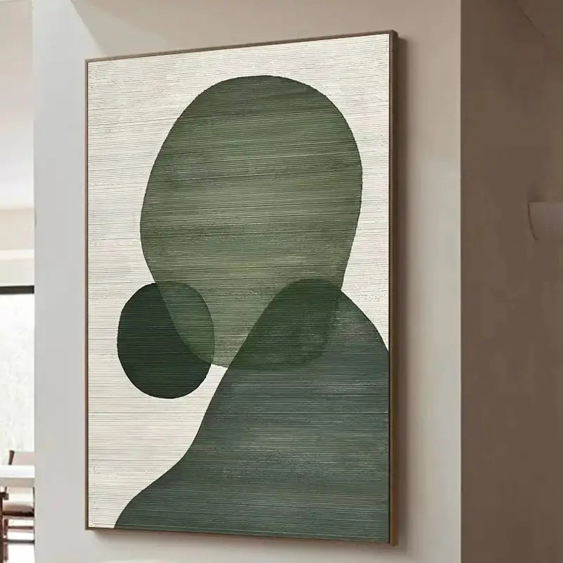 Hand-Painted Green Profile Silhouette Wall Art