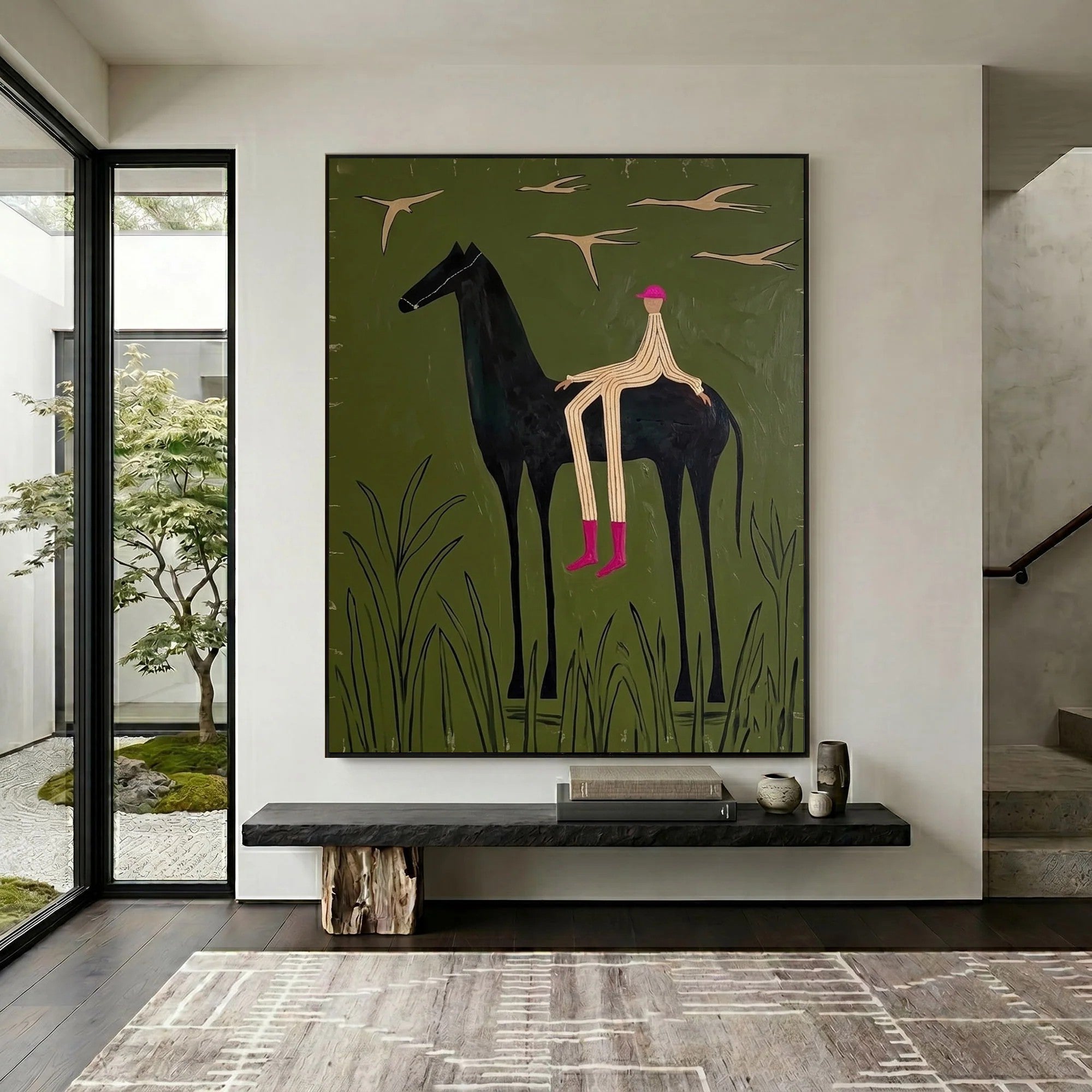 Silhouette Horse & Rider Meadow Wall Art