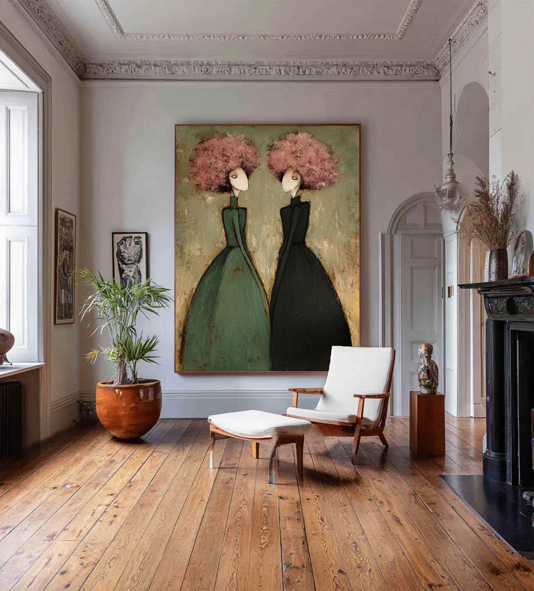 Textured Duo Figures Wall Art