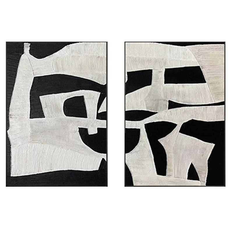 Textured Black & Ivory Puzzle Block Wall Art Set of 2