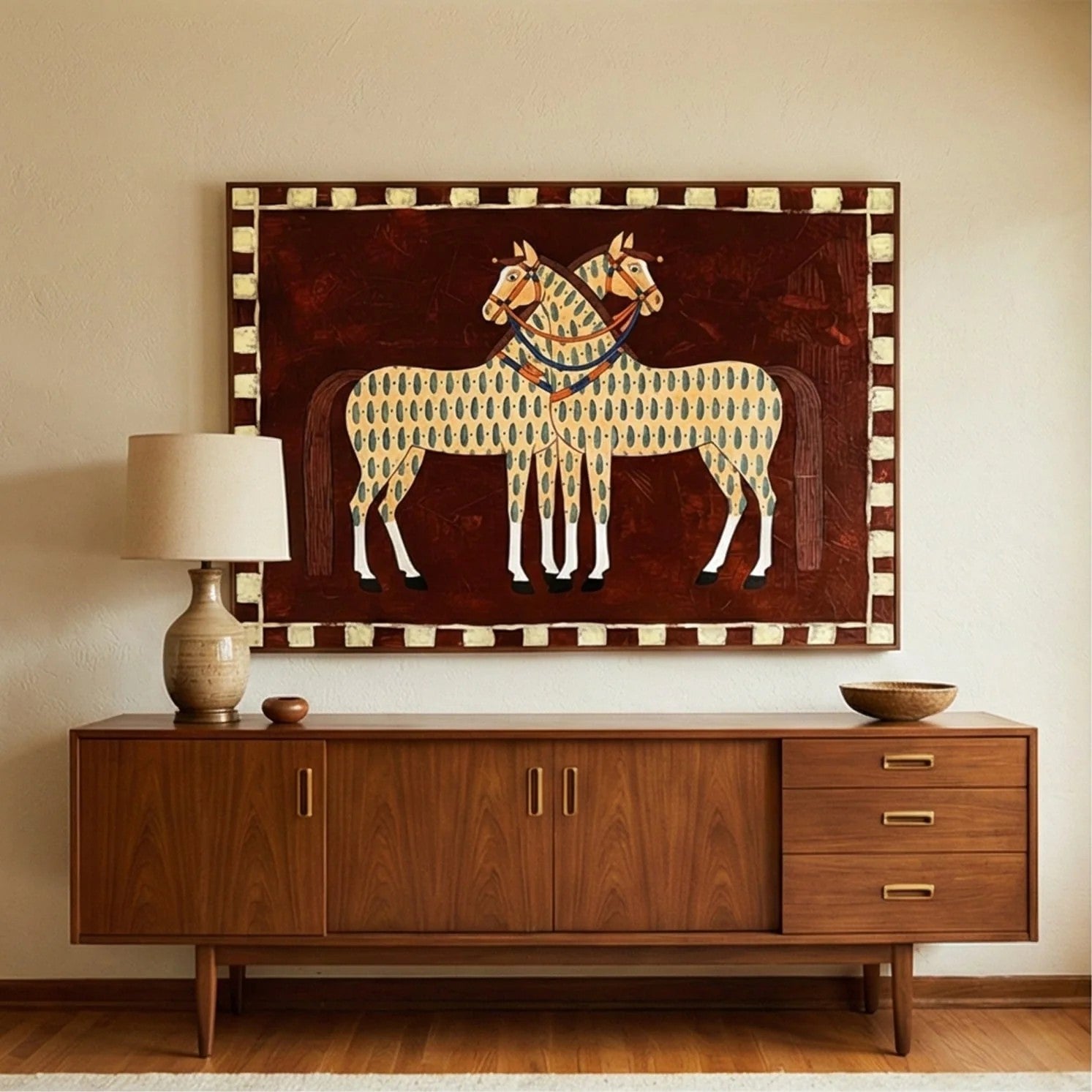 Folk Art Spotted Horses Wall Art