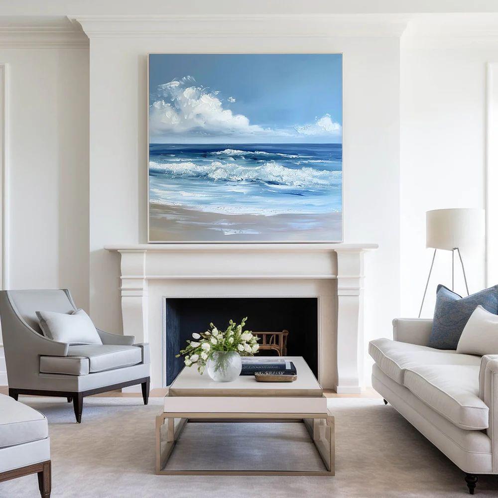 Blue Textured Minimalist Wall Art