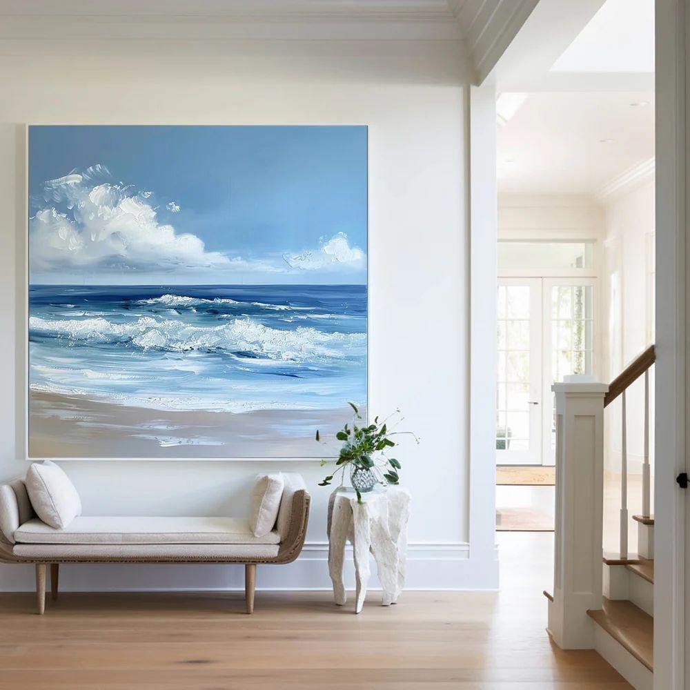 Blue Textured Minimalist Wall Art