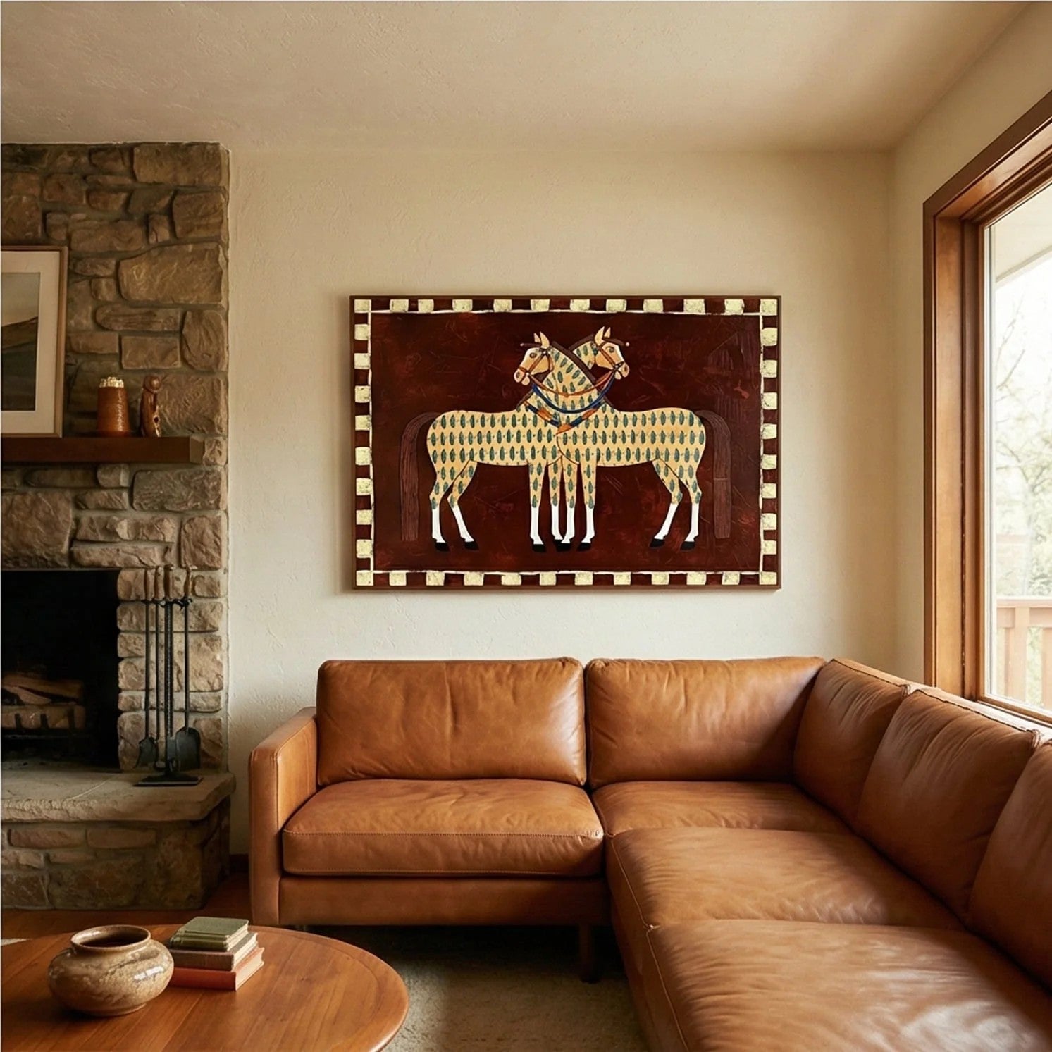 Folk Art Spotted Horses Wall Art