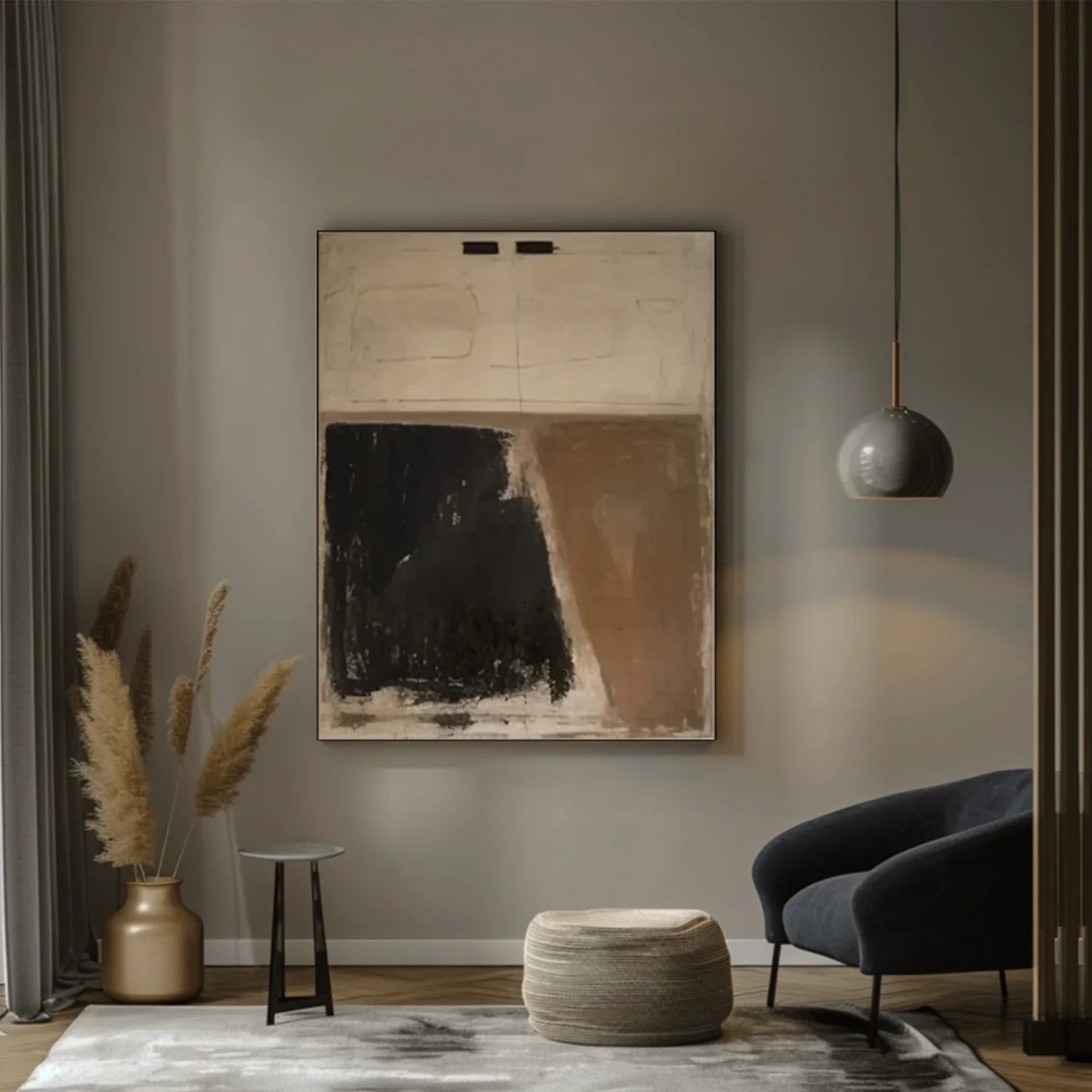 Modern Geometric Black Tan Wall Art