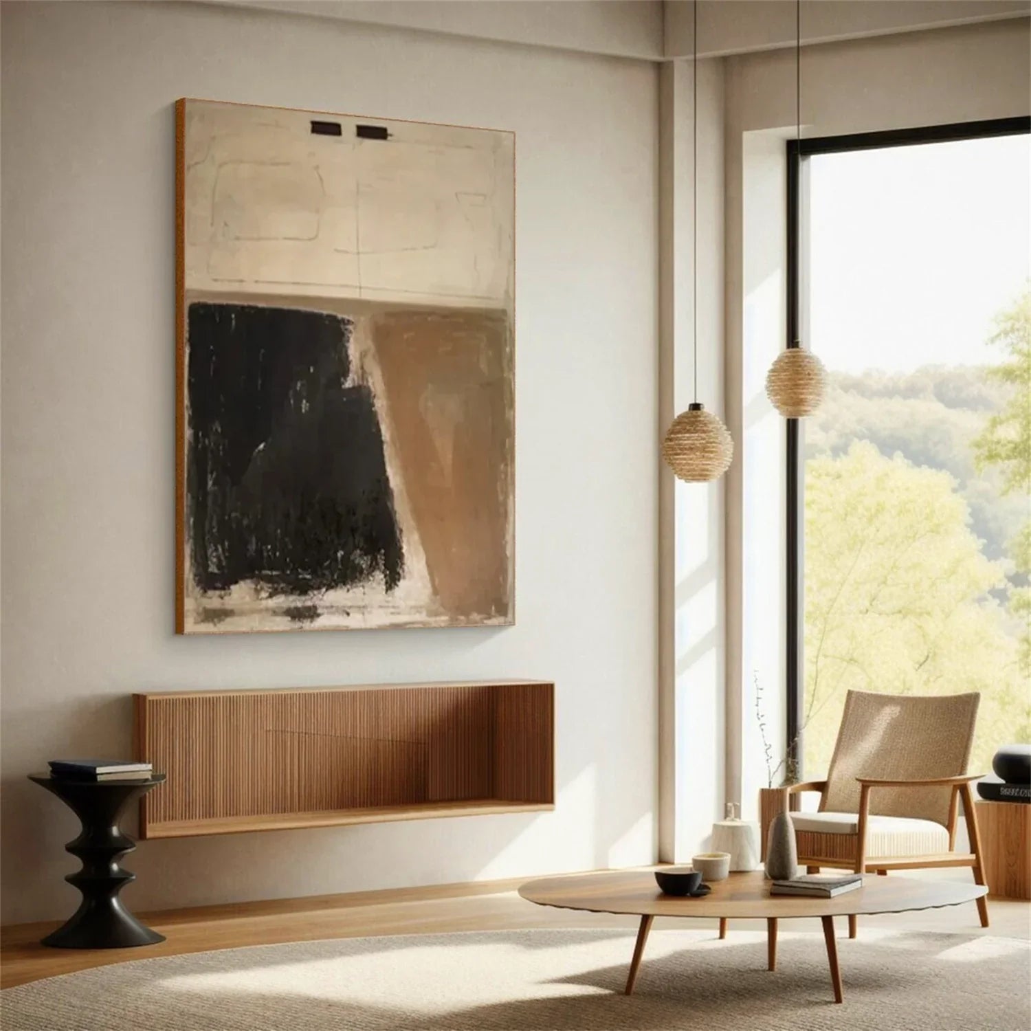 Modern Geometric Black Tan Wall Art