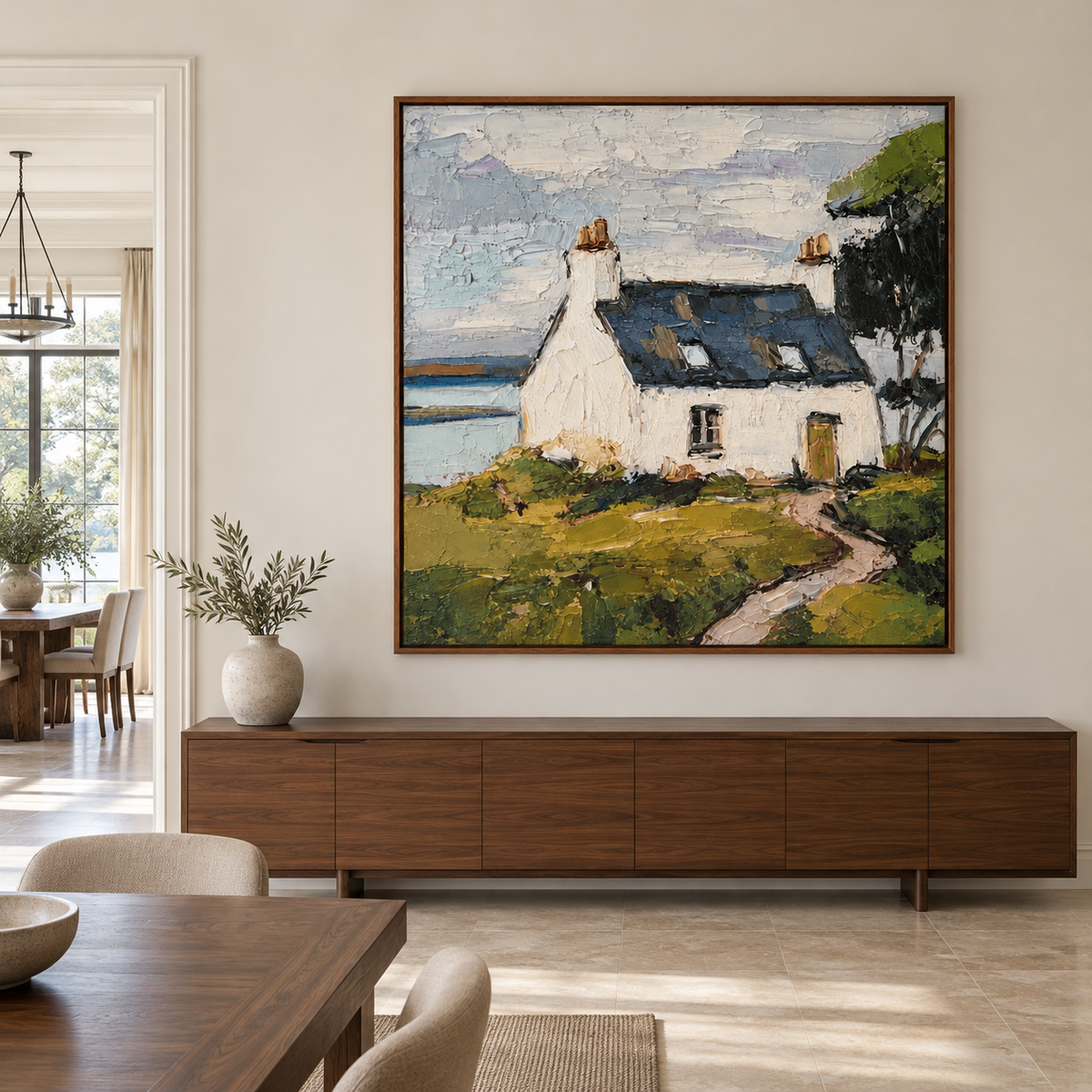 Impressionist Landscape Art | Lakeside Cottage Reverie