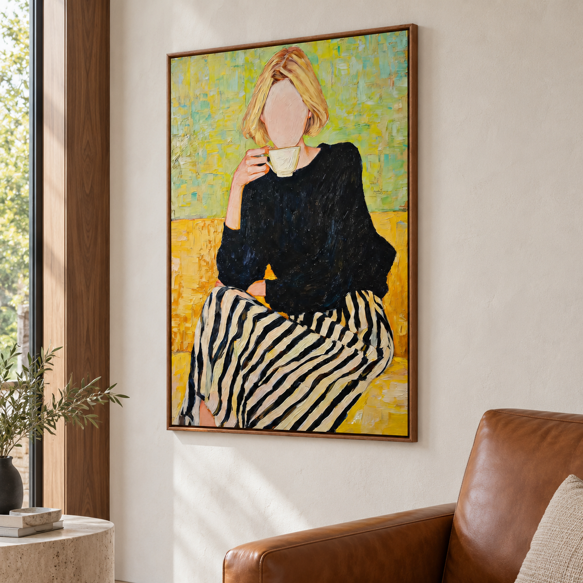 Faceless Coffee Woman Wall Art