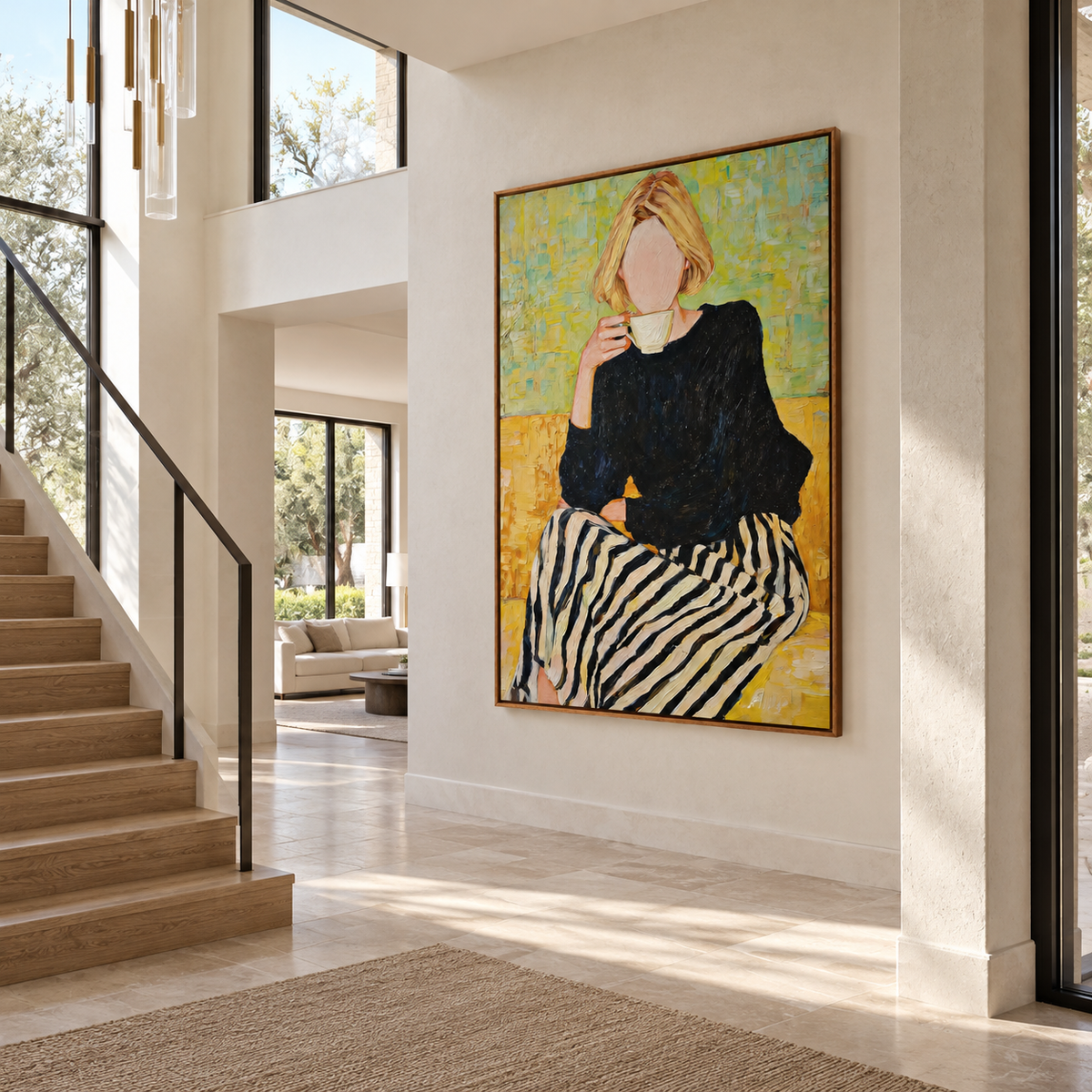 Faceless Coffee Woman Wall Art
