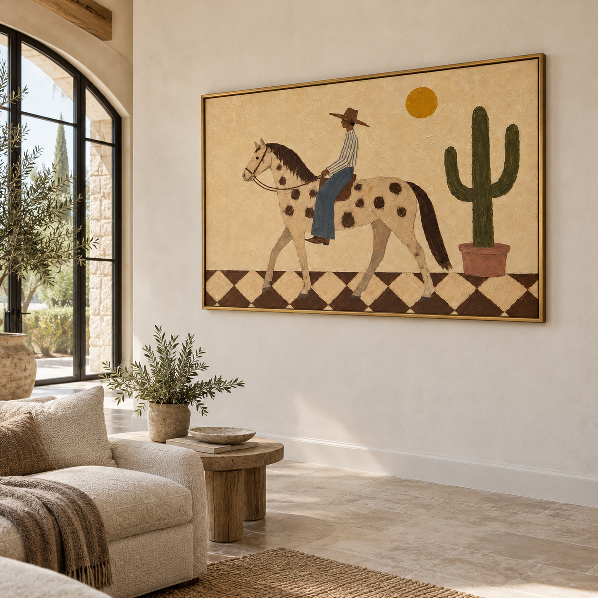 Vintage Americana Art | Cowboy & Spotted Horse