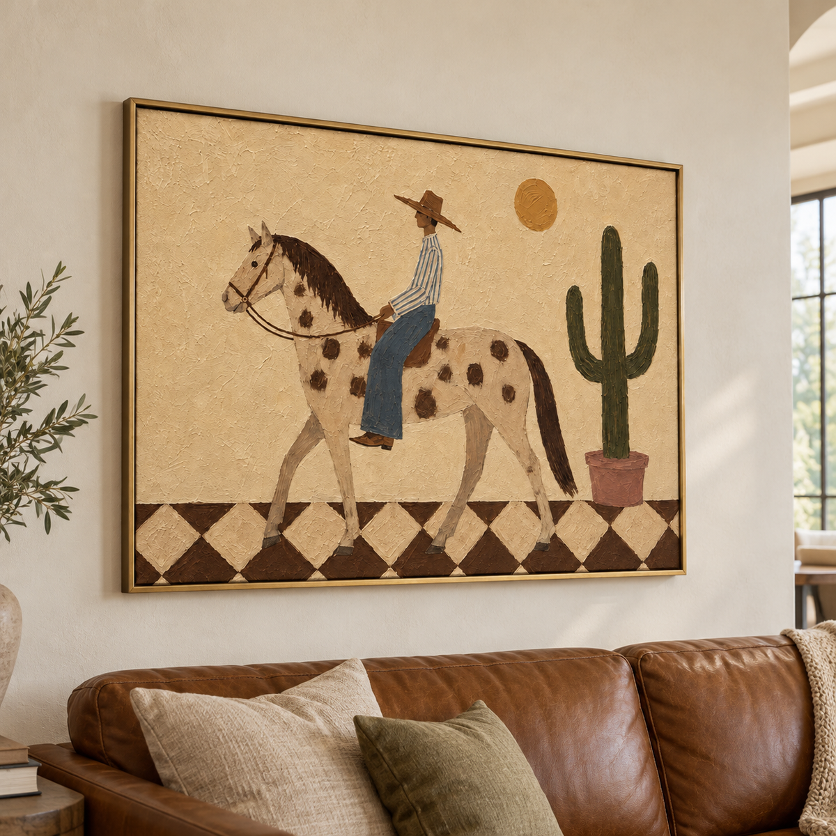 Vintage Americana Art | Cowboy & Spotted Horse