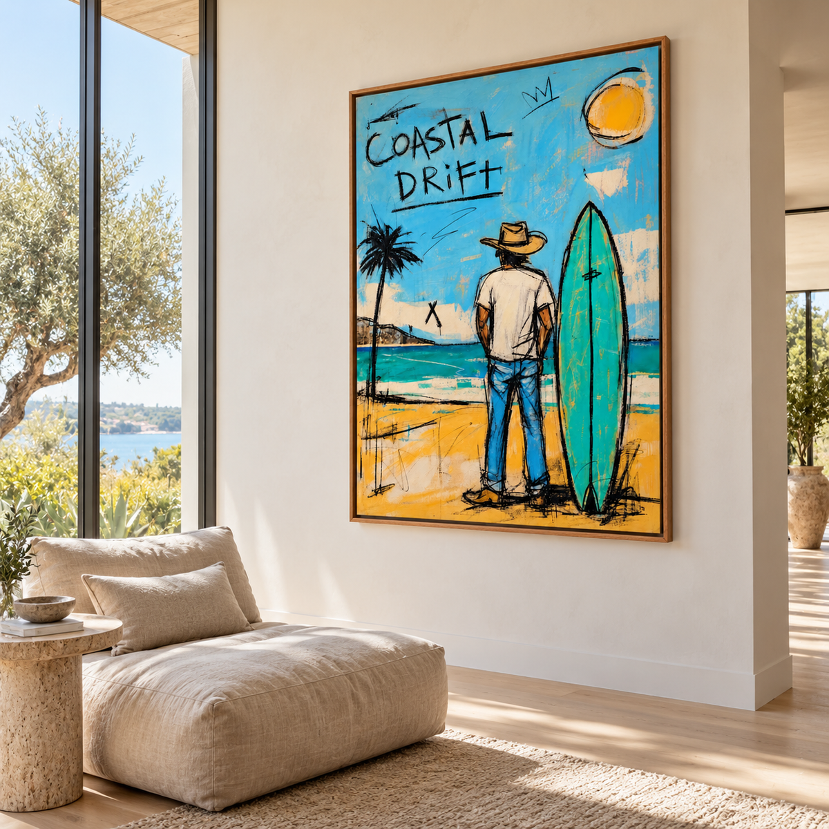 Graffiti-Style Surfer Canvas Wall Art | Coastal Drift