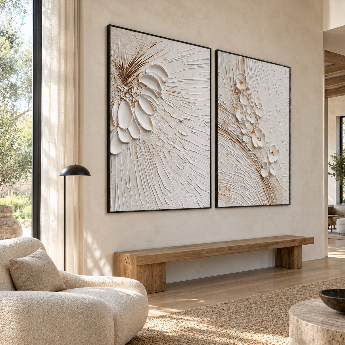 Textured Floral Relief | Ivory in Bloom
