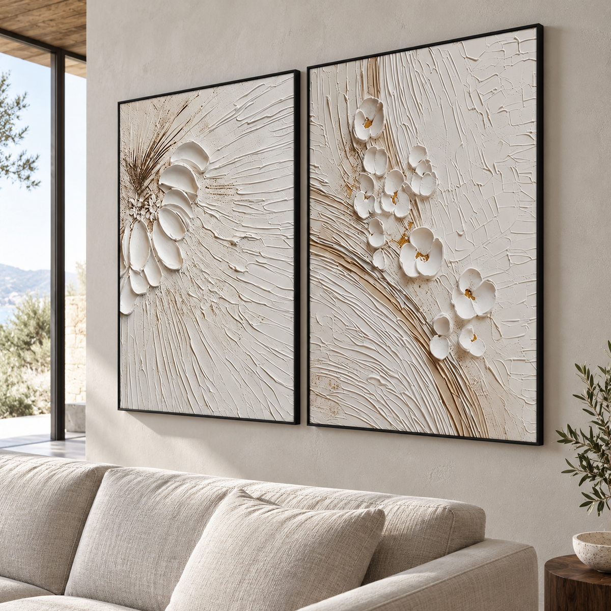 Textured Floral Relief | Ivory in Bloom