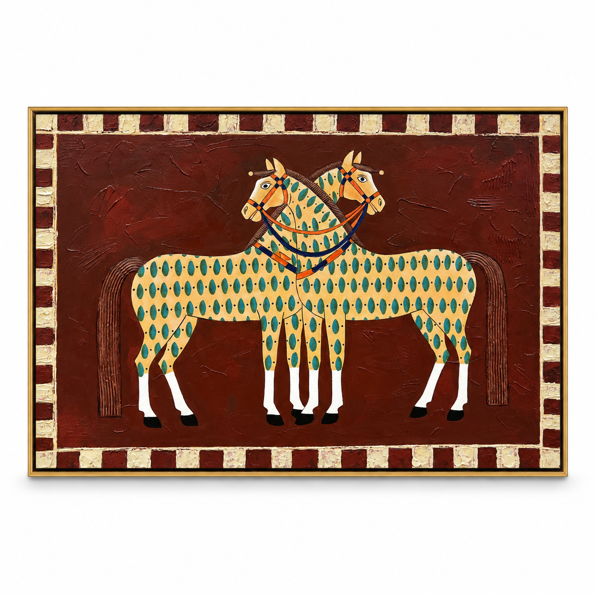 Vintage Americana Art | Spotted Pair Horses