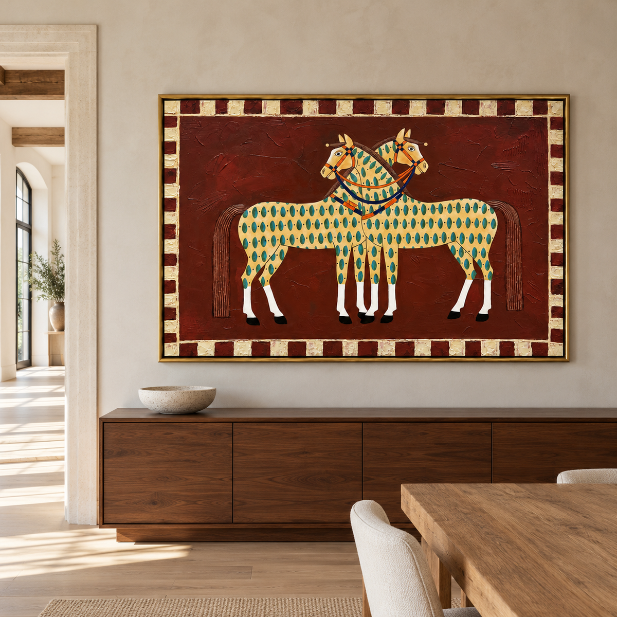 Vintage Americana Art | Spotted Pair Horses