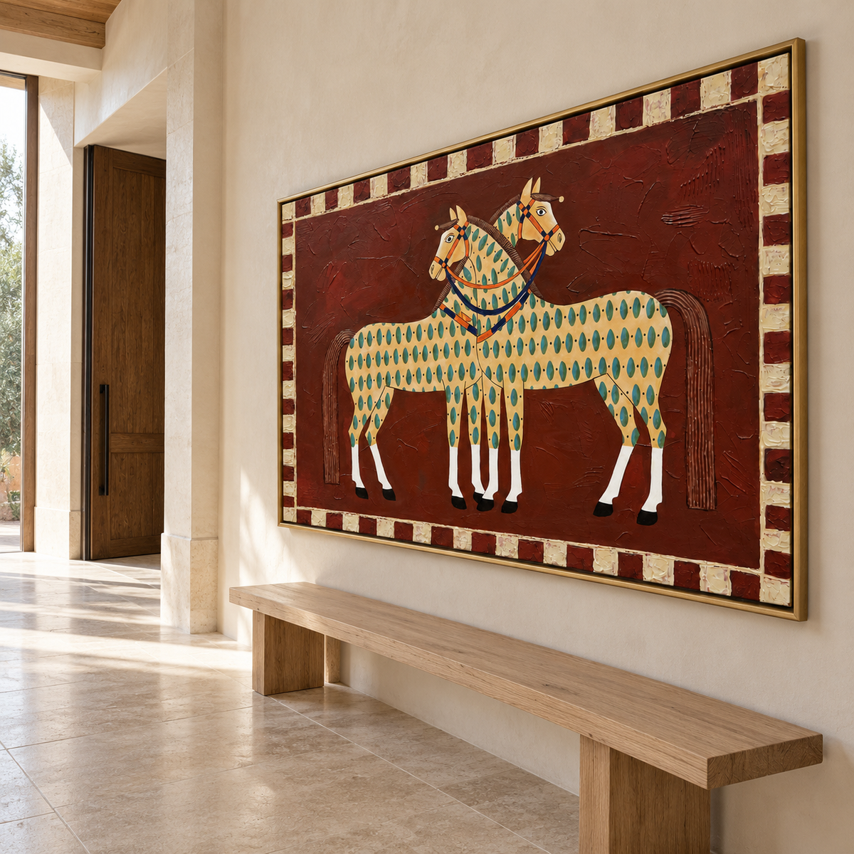 Vintage Americana Art | Spotted Pair Horses