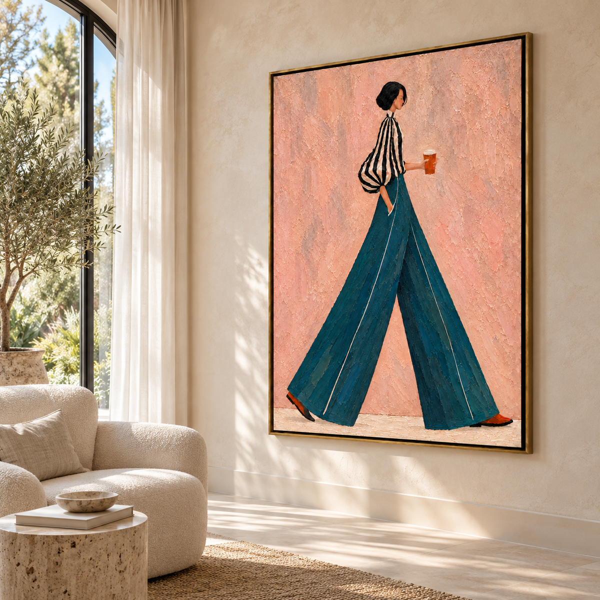 Minimalist Figurative Art | Teal Stride