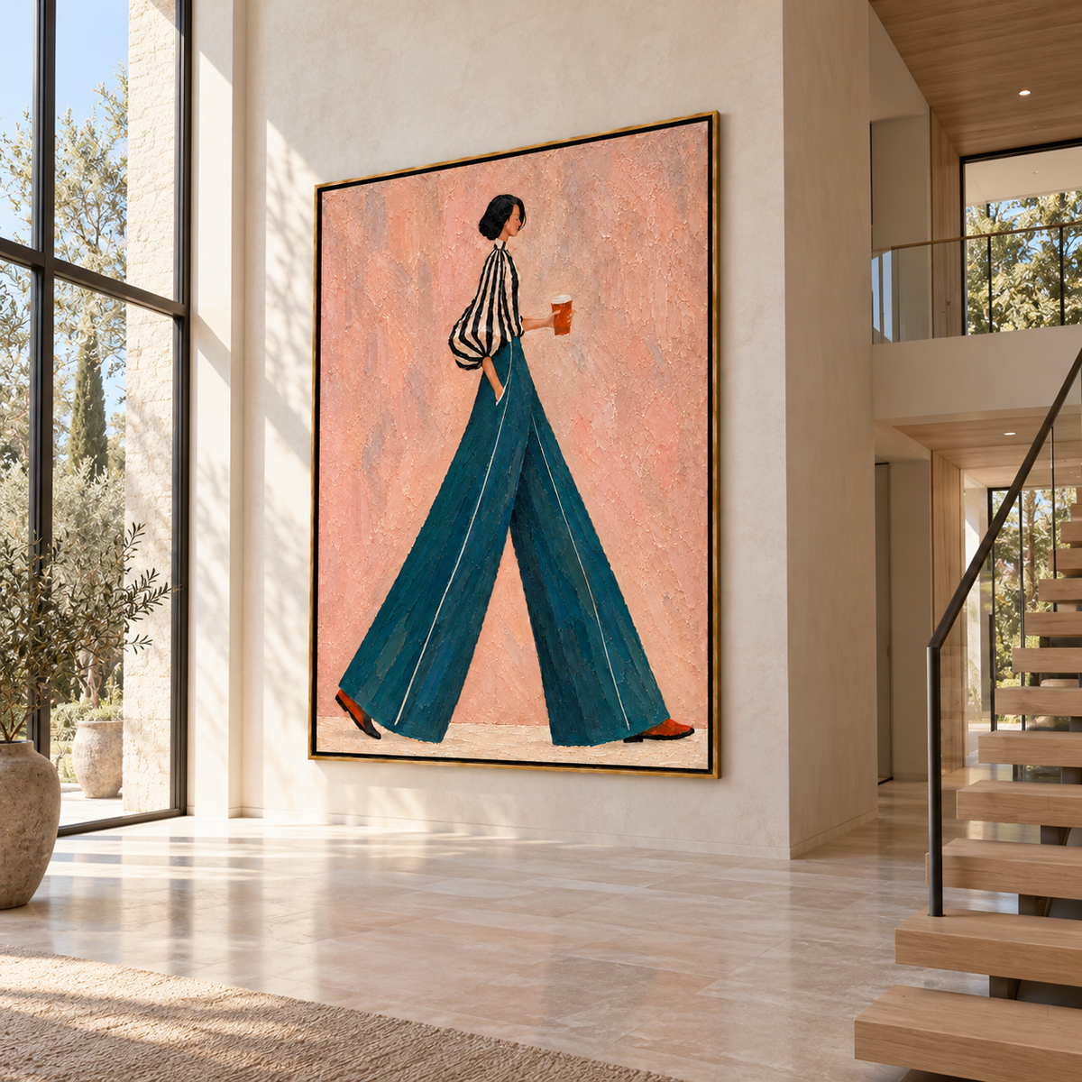 Minimalist Figurative Art | Teal Stride