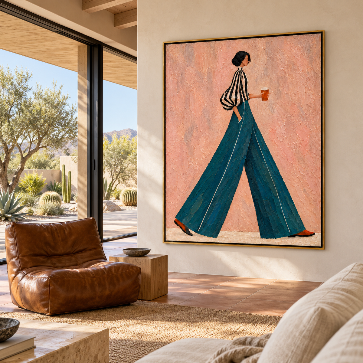 Minimalist Figurative Art | Teal Stride