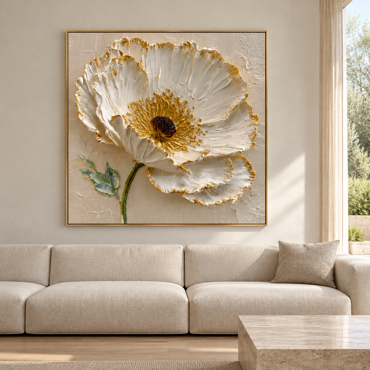 Contemporary Textured Floral Art | Gilded Bloom