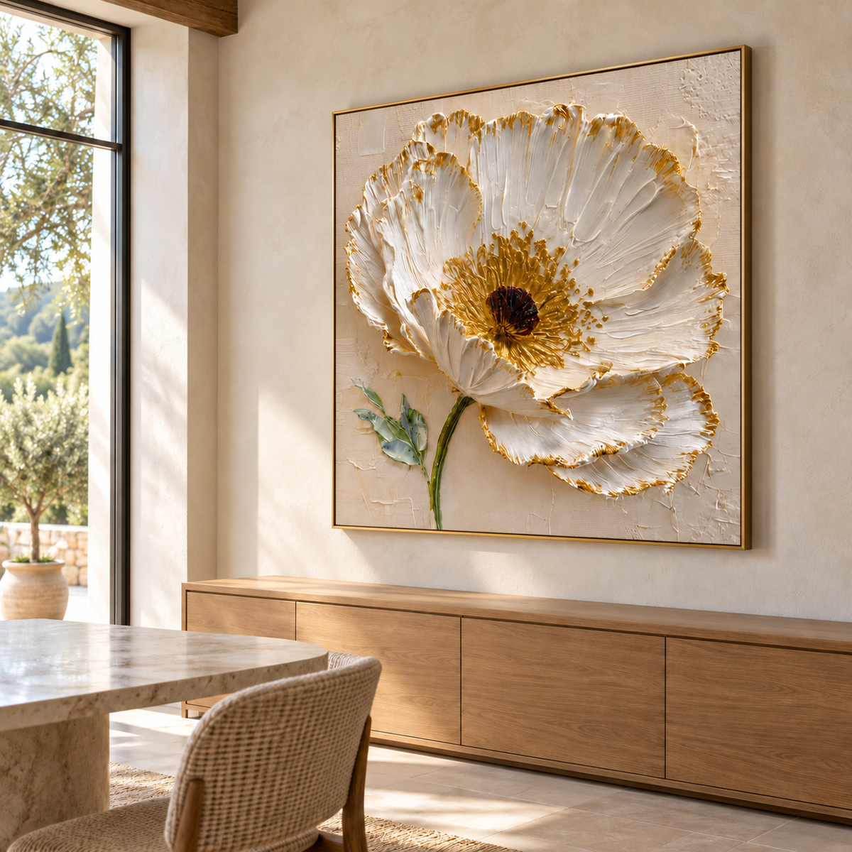 Contemporary Textured Floral Art | Gilded Bloom