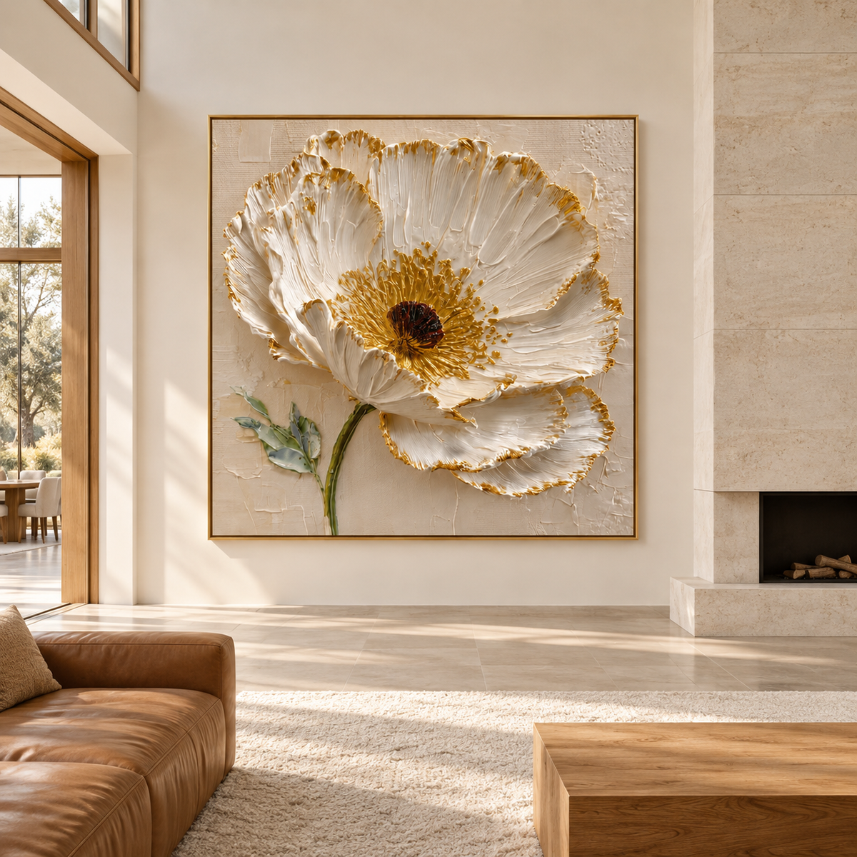 Contemporary Textured Floral Art | Gilded Bloom