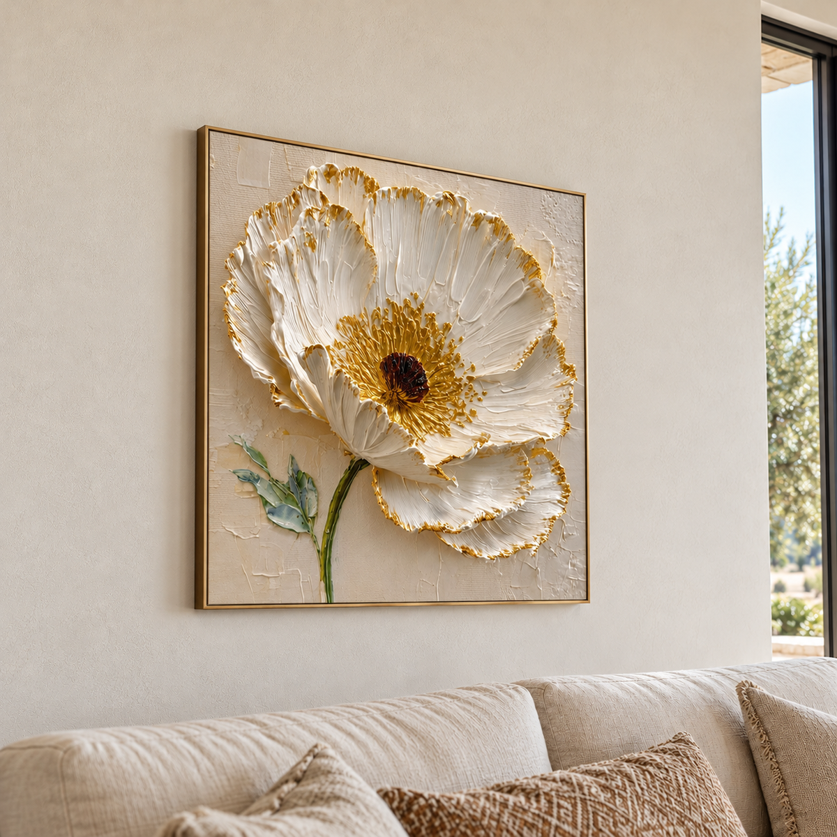 Contemporary Textured Floral Art | Gilded Bloom