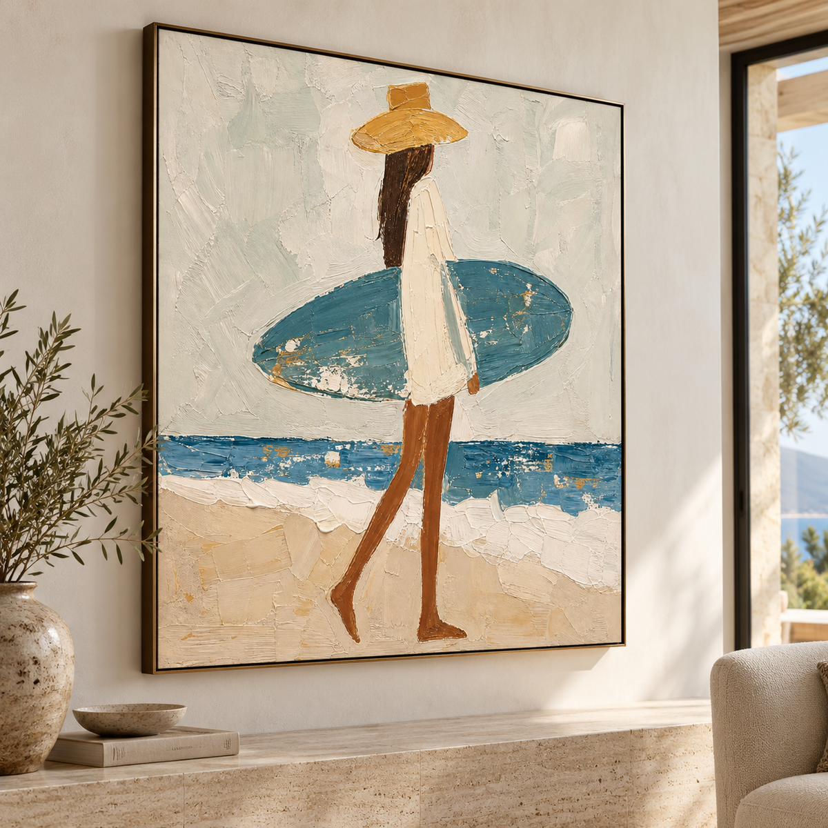 Coastal Minimalism | Woman with a Surfboard