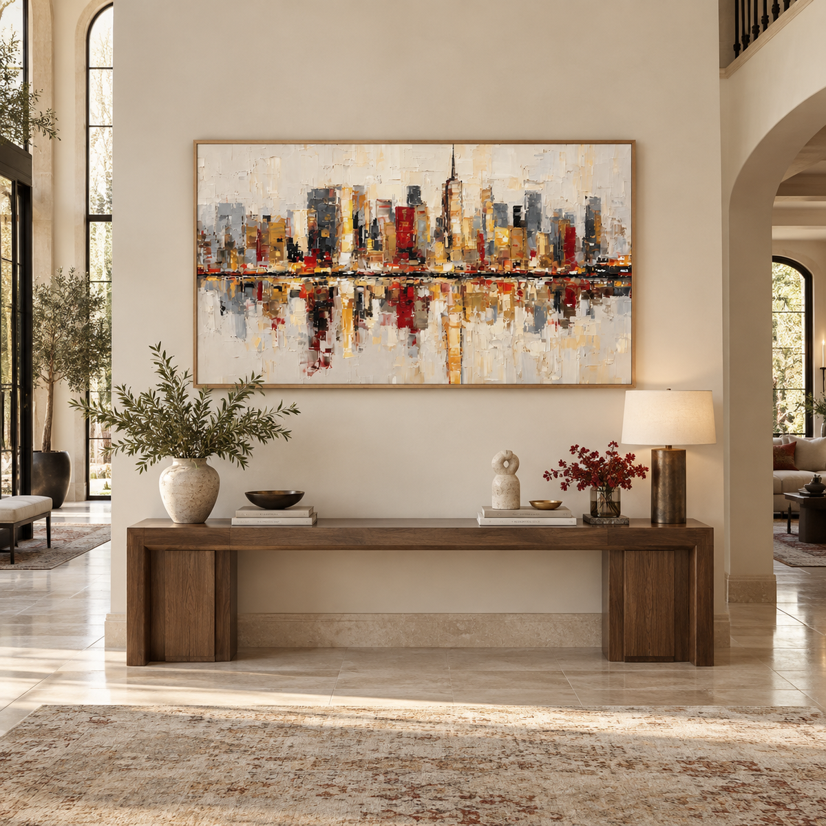 Abstract Cityscape Art | Golden City Reflections