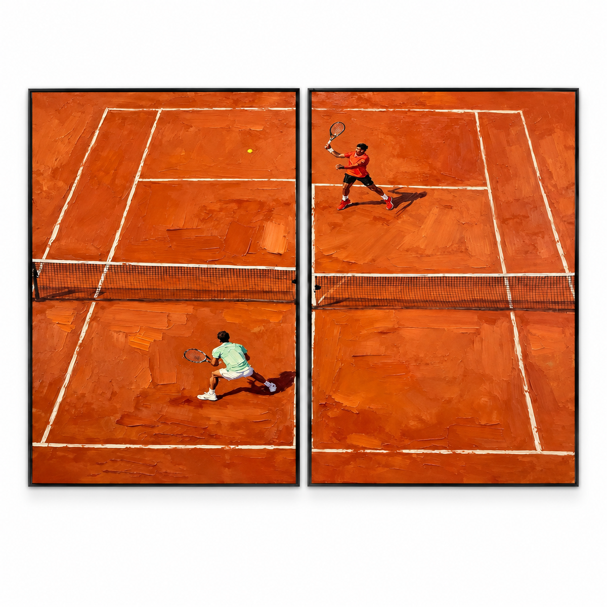 Contemporary Art | Clay Court Rally — Tennis Diptych