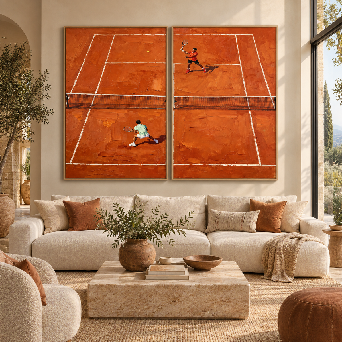 Contemporary Art | Clay Court Rally — Tennis Diptych